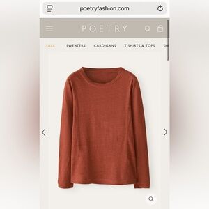 Poetry Women's Long Sleeve Linen Top in Rust